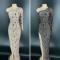Single Sleeve Rhinestone High Split Dress 
