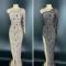 Single Sleeve Rhinestone High Split Dress 