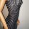 Black Rhinestone Feather Dress