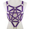 Purple Harness Punk Adjustable Garter Belt Body Caged with Metal Chain Tassel