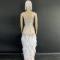 Skincolor White Bead High Split Trailing Dress