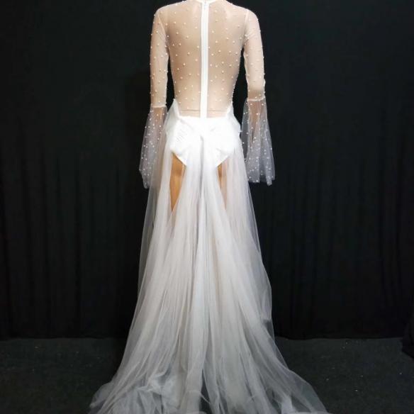 White Transparent Pearl Dress