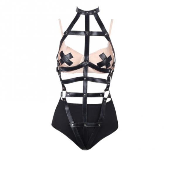 Black Corset Nude Bodysuit