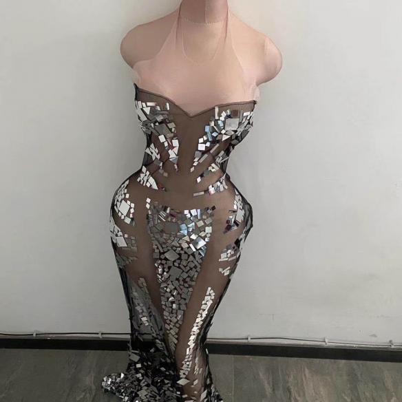 Black Transparent Sequin Dress