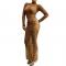 Brown Transparent Rhinestone Pattern Dress