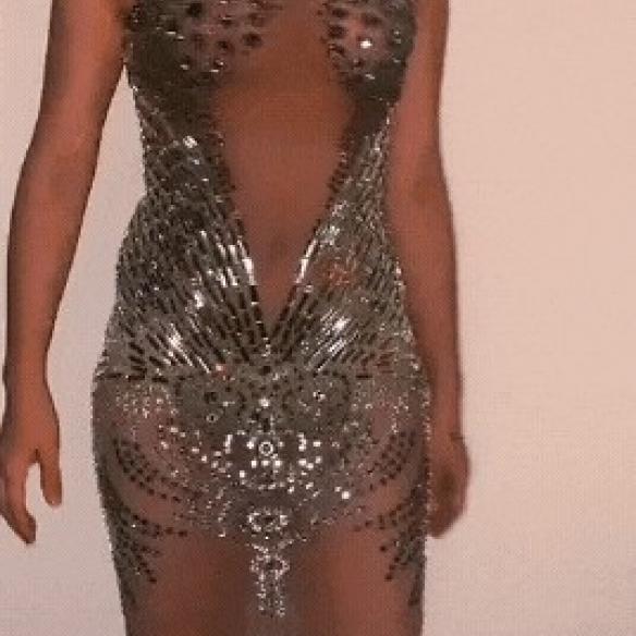 Rhinestones Dress Singer Stage Dress