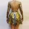 Mirror- like Gold and Silver Sequin Dress