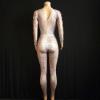 Skincolor Rhinestone Grid Bodysuit