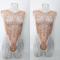 Silver Rhinestones Nude Fringe Bodysuit 