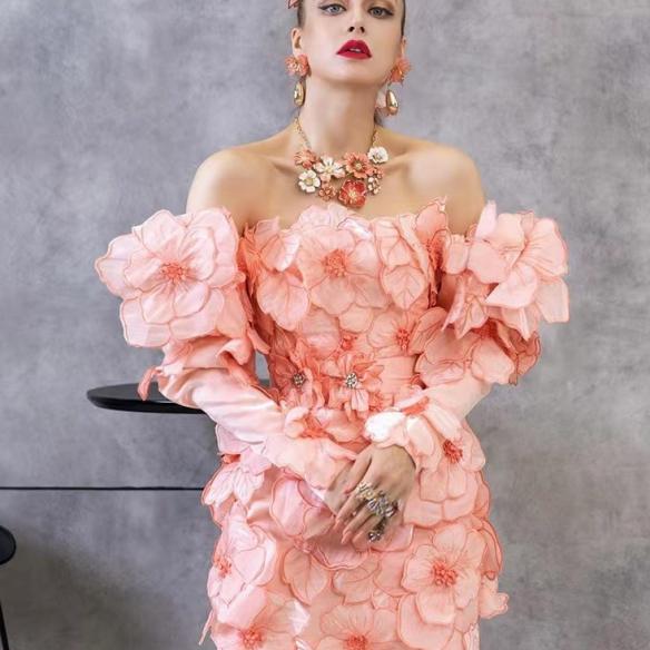 Customize Pink Flower Dress