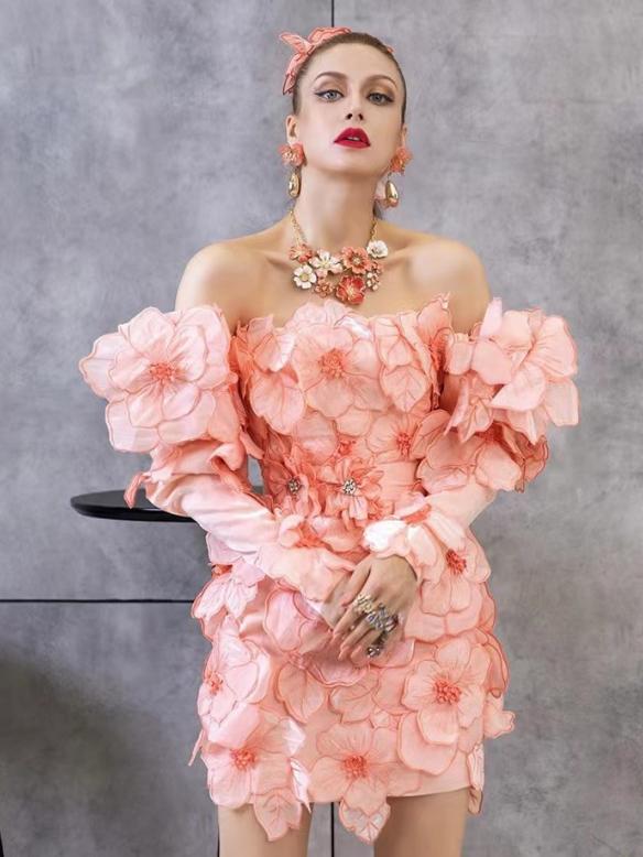 Customize Pink Flower Dress