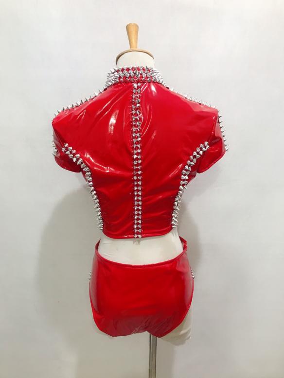 Black & Red Rivet Beaded Two-piece