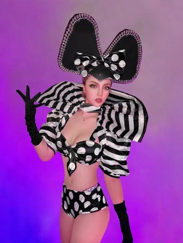 Black and white stripes suit (include headdress & gloves)