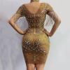 Gold Rhinestones Fringed Dress