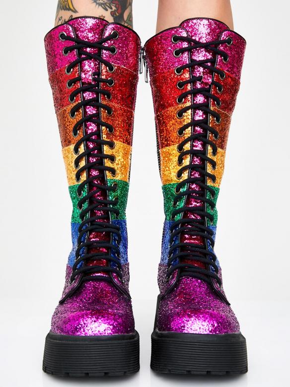 LGBT Pride Glittery Lace-Up Women’s Boots