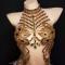 Golden Nude Crystallized Feather Leotard