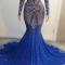 Customized shiny rhinestone trailing dress