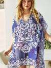  Navy Blue Floral Print Cover Up