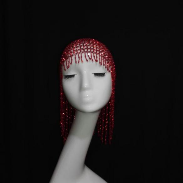 Black String of Bead Headwear