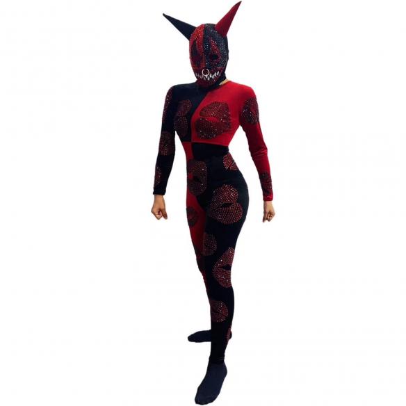 Black and Red Devil Bodysuit