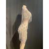 Nude Sleeveless Rhinestones Fringed Dress