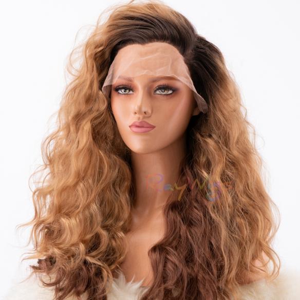 Human Hair Full Lace Wig Curly Ash Brown