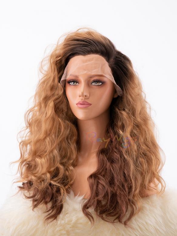 Human Hair Full Lace Wig Curly Ash Brown