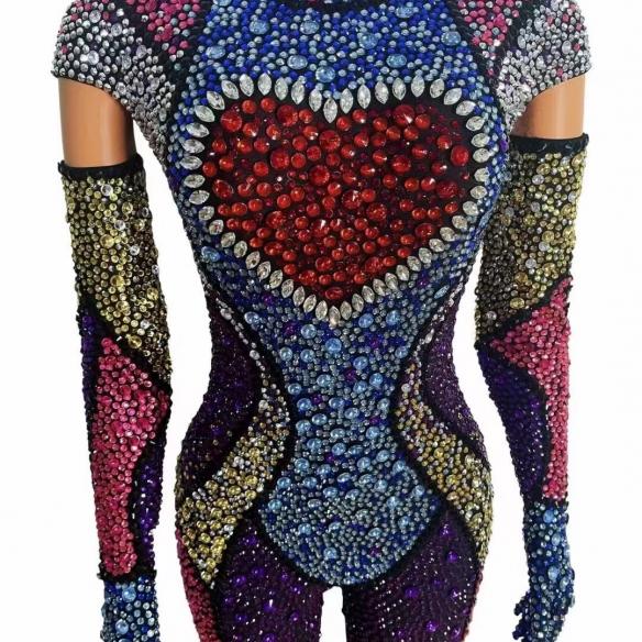 Full Diamond Rhinestone Bodysuit