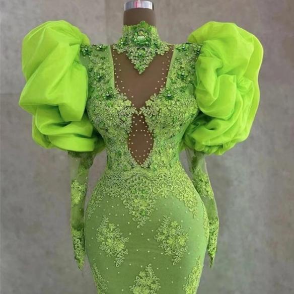 Fluorescent Green Customize Dress