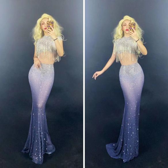 Tassel Mermaid Rhinestone Dress