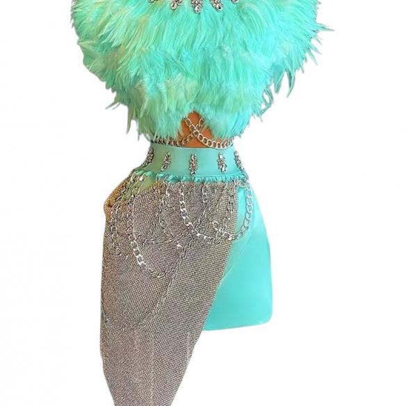 Customized mint green tassel two piece