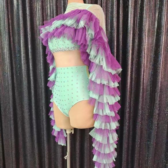 Full Set Purple Mix Green Mesh Suits
