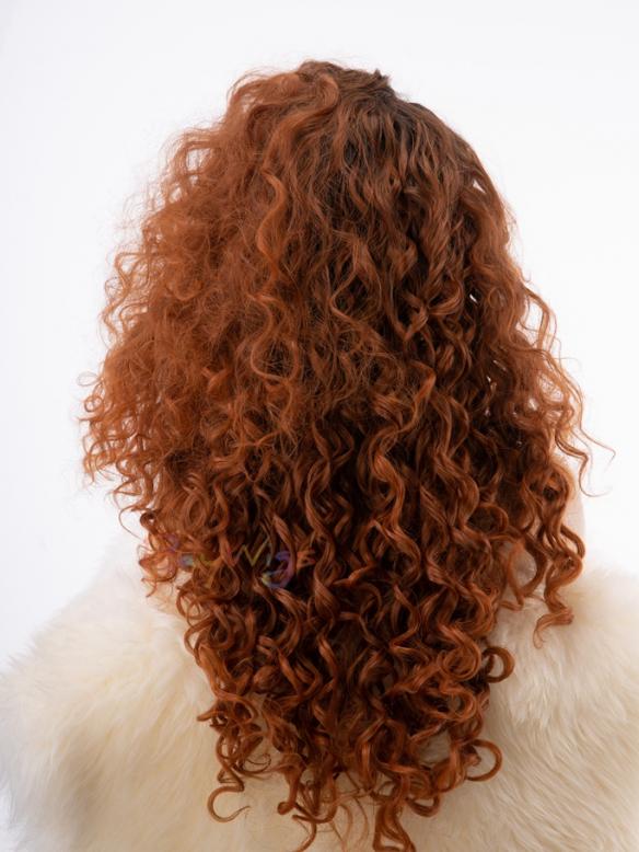 Human Hair Full Lace Wig Curly Ash Brown