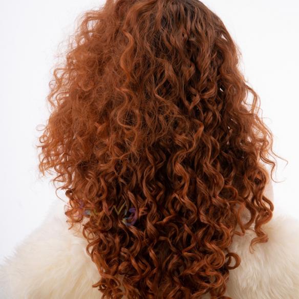 Human Hair Full Lace Wig Curly Ash Brown