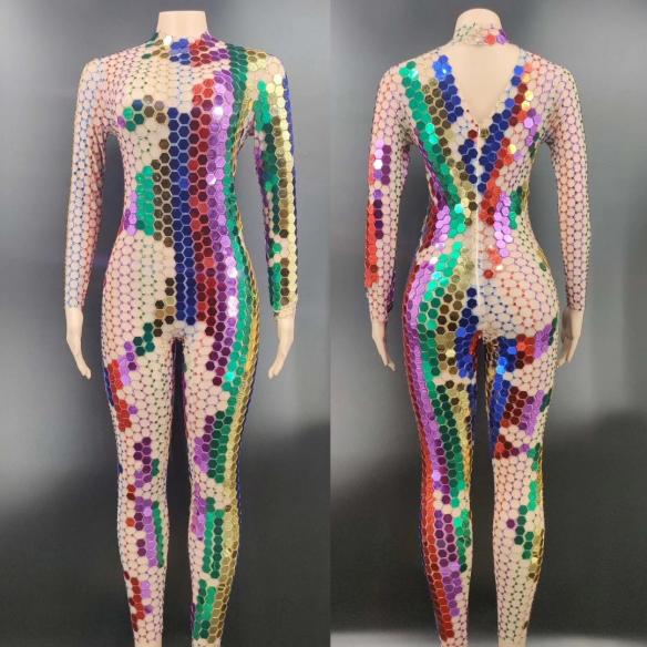 Rainbow Sequin Bodysuit