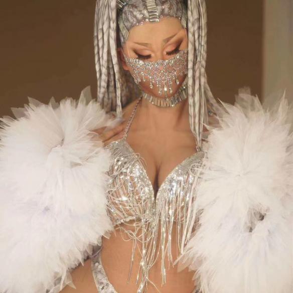 Silver Sequins Bikini Suit