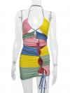 Rainbow halterneck strappy dress