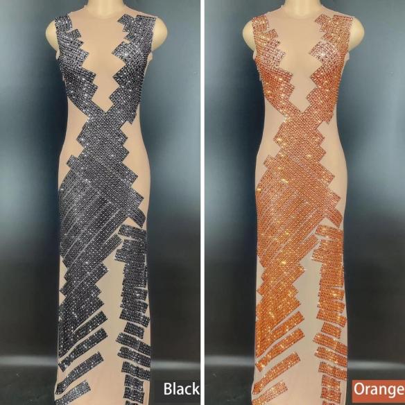 Various Colors Rhinestone Dress