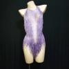 Purple Fringe Rhinestones Leotard