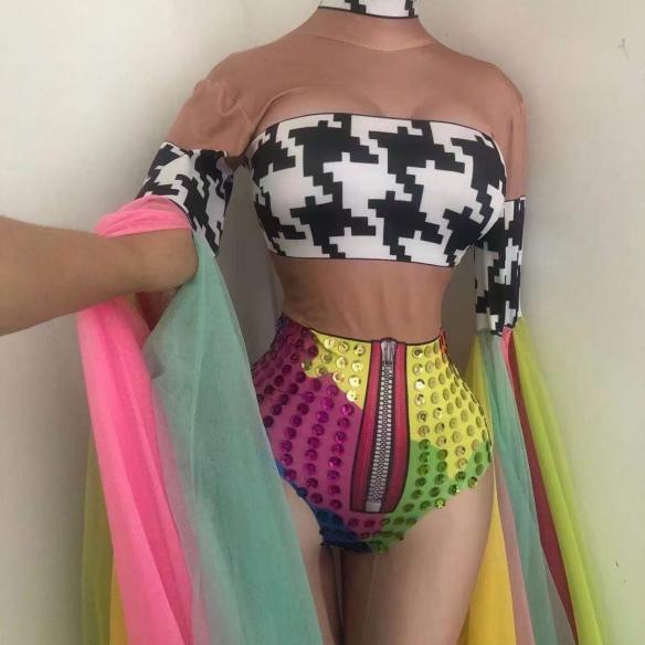 Rainbow Gauze Long Sleeves Bodysuit