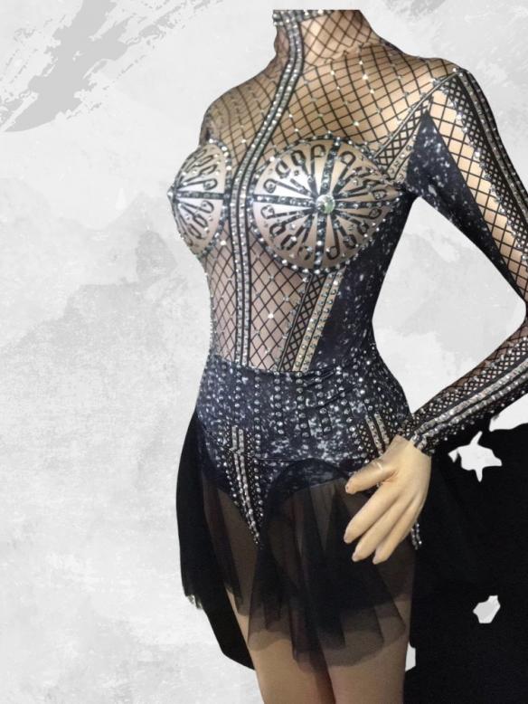 Black Rhinestone Leotard
