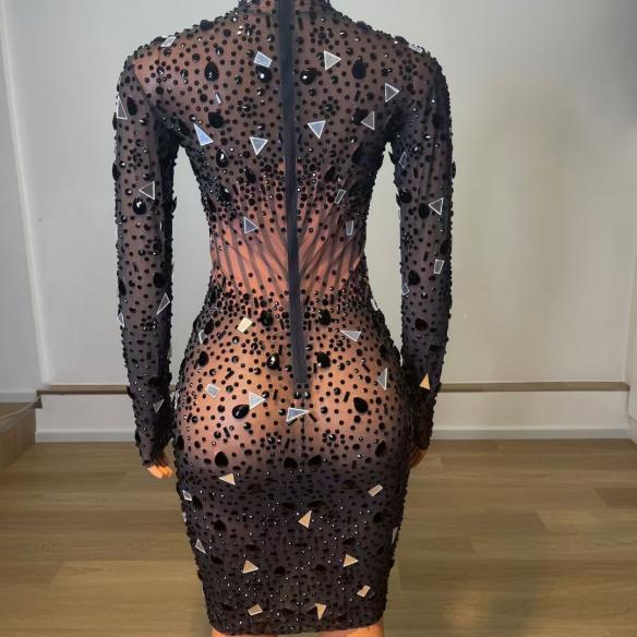 Black Geometric Pattern Dress