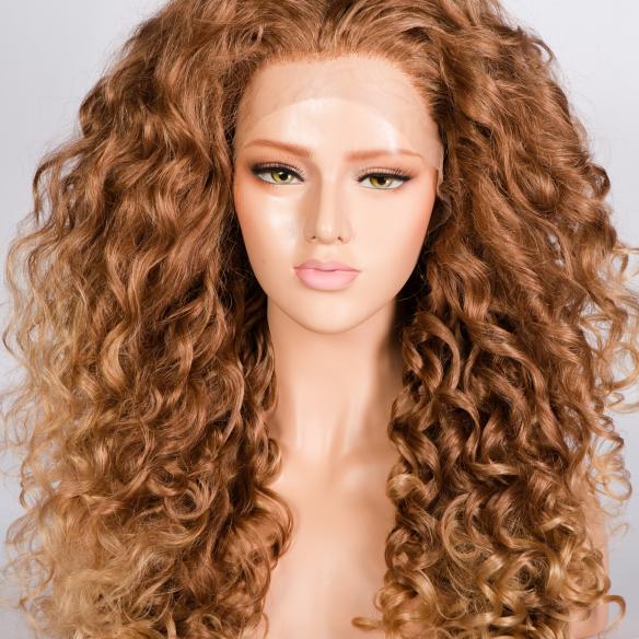 Human Hair Full Lace Wig Curly Ash Brown