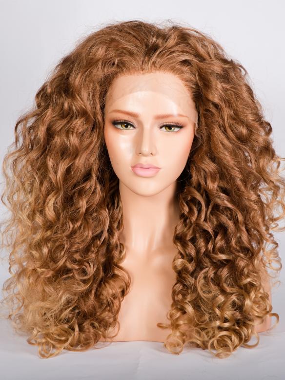 Human Hair Full Lace Wig Curly Ash Brown