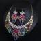 Triple iridescent crystal and rhinestone drop drag queen crystal necklace & earrings