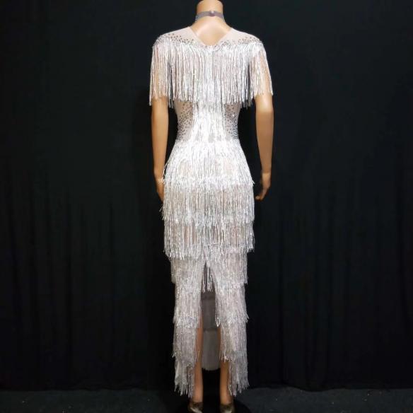 White Tassel Sleeveless Dress