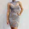 Shiny Silver Overlapping Curve Dress