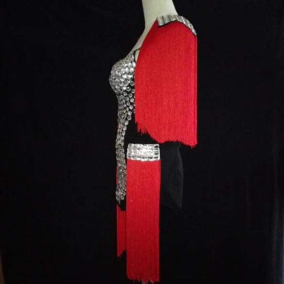 Red Tassel Rhinestone Dress