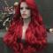 Custom red wave synthetic drag wig