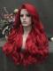 Custom red wave synthetic drag wig